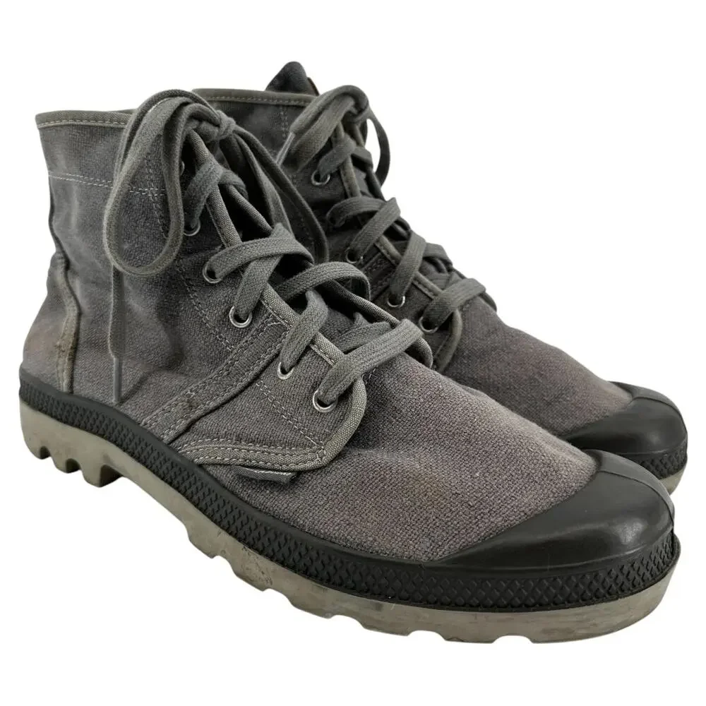 Palladium Pallabrouse High Top Cotton Canvas Boots Lace Up Metal Black 11